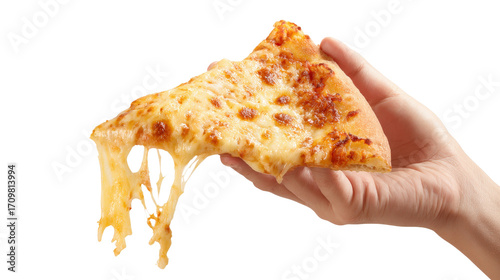 Wallpaper Mural Pizza slice held by hand with cheese stretch,Transparent background, PNG file Torontodigital.ca