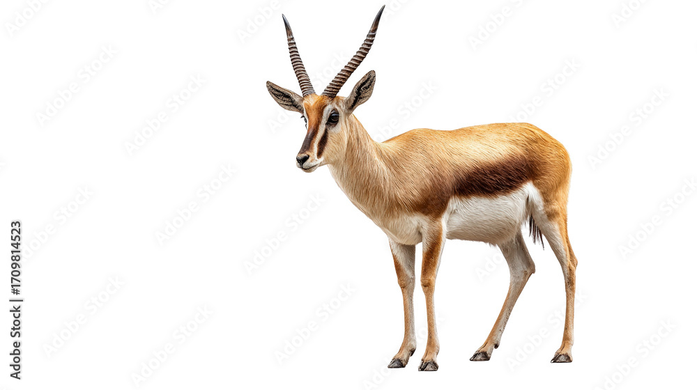 Fototapeta premium Prehistoric antelope standing aloneTransparent background, PNG file