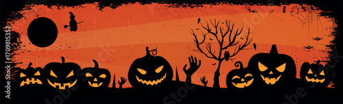 Scary gloomy red halloween background - illustration