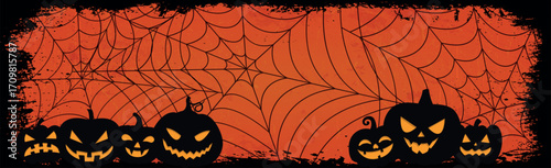 Scary gloomy red halloween background - illustration