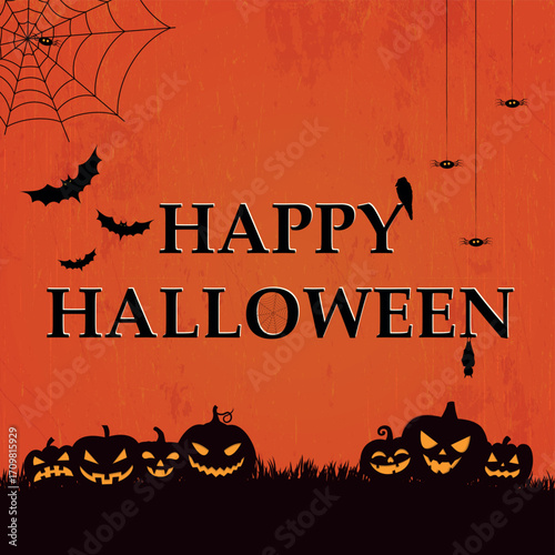 Scary gloomy red halloween background - illustration