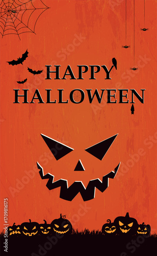 Scary gloomy red halloween background - illustration