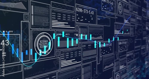 On data update pulse, bars fluctuating while trend line sweeping, illustrating market cycle