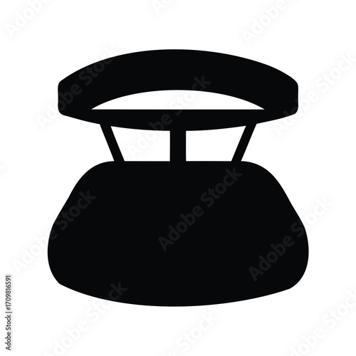 Black silhouette of a fancy or ornate purse, handbag or clutch