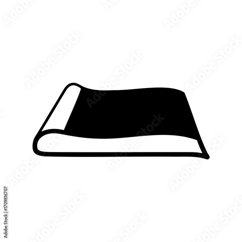 Monochrome depiction of a folded or draped rectangular object, graphic style