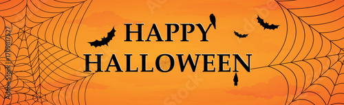 Scary gloomy orange halloween background - illustration