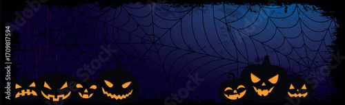 Scary gloomy dark blue halloween background - illustration