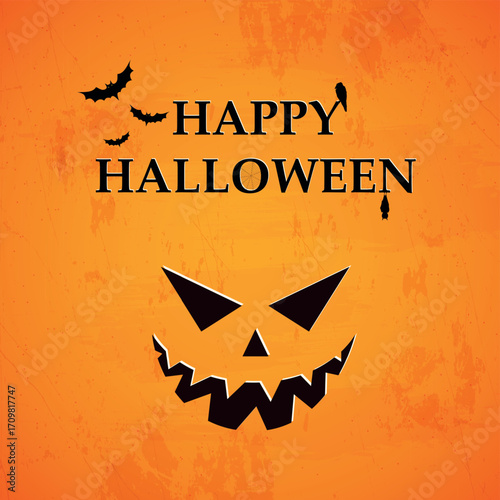 Scary gloomy orange halloween background - illustration