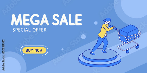 Colorful discount sale podium. Special offer composition. Vector illustration