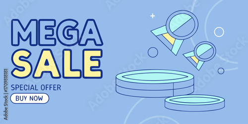Colorful discount sale podium. Special offer composition. Vector illustration