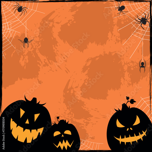 Scary gloomy orange halloween background - illustration