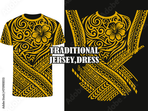 Traditional Polynesian Jersey or Dress, Tribal Art, African traditional dress, trendy jersey or tattoo art vector, jersey template, tribal fashion.