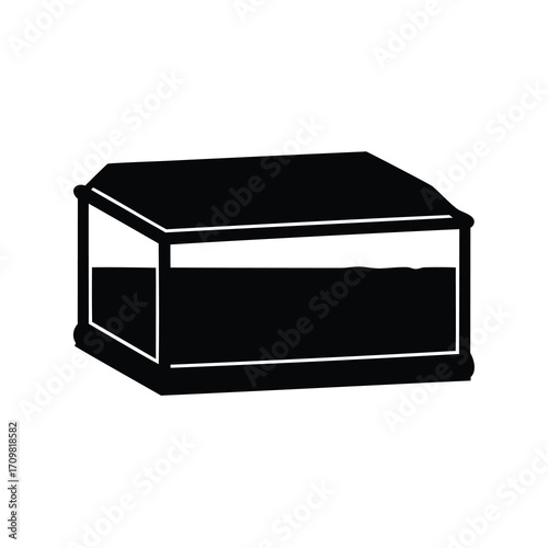 Stylized minimalist illustration of a water filled container with a lid