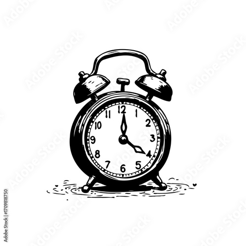Stylized sketched alarm clock illustration indicating time symbolizing urgency deadlines reminders