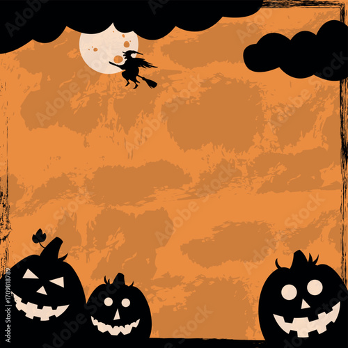 Scary gloomy orange halloween background - illustration