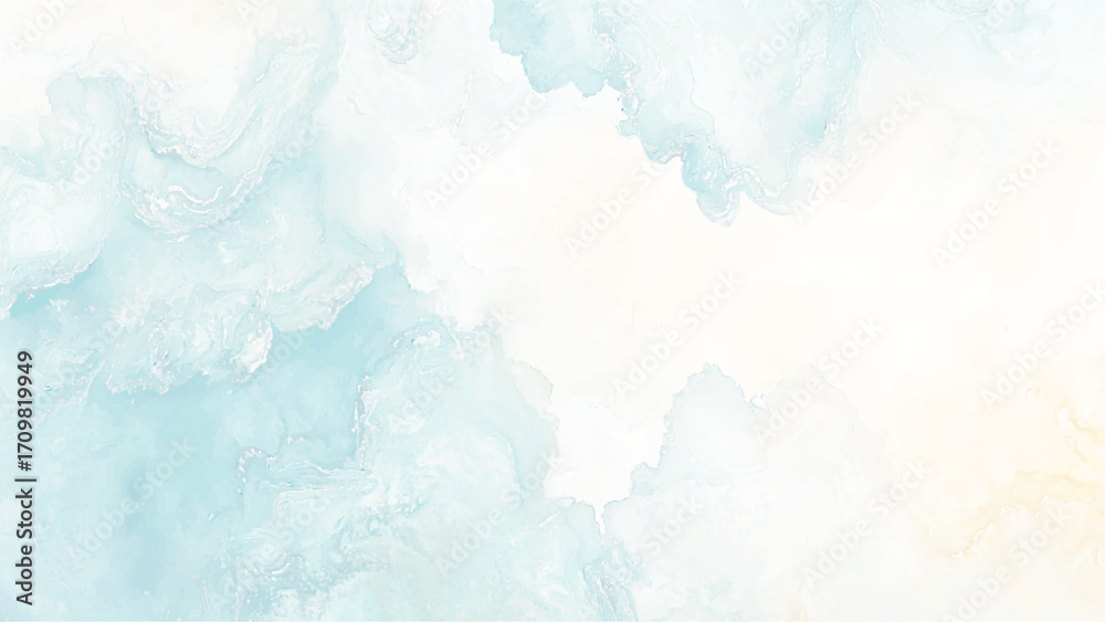 Obraz premium vector background with blue sky and white clouds. Watercolor illustration for interior flyers poster cover banner.