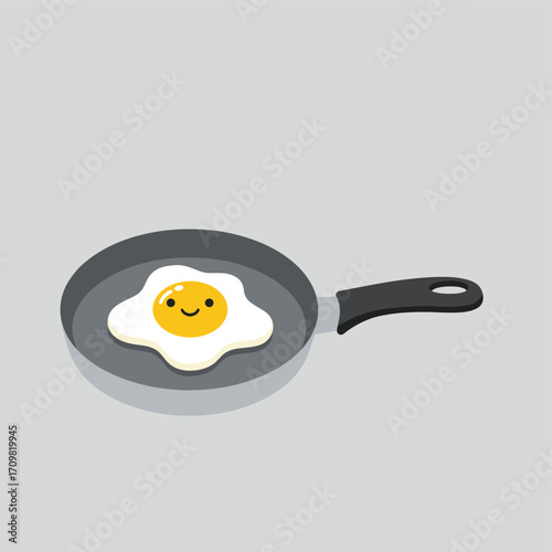 Cute Vector of Egg in Frying Pan