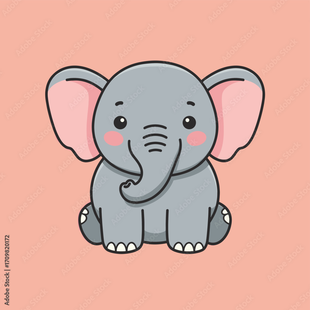 Fototapeta premium Cute Vector of Baby Elephant
