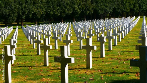 Croix du cimetière américain de la guerre 14-18 en Argonne à Romagne-sous-Montfaucon dans la Meuse France Europe