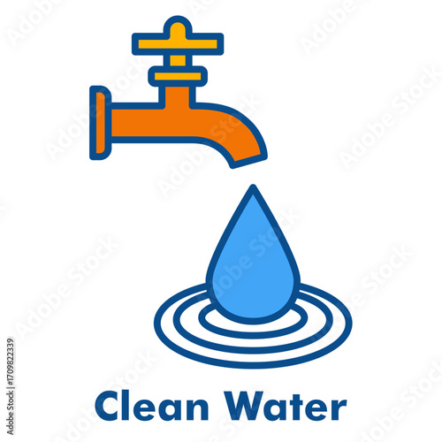 Clean Water Line Color Icon Style