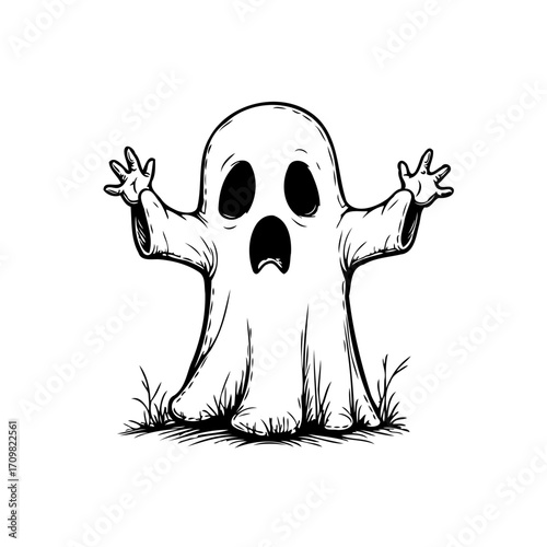 Whimsical halloween spirit apparition illustration a cartoonish phantom floating evoking