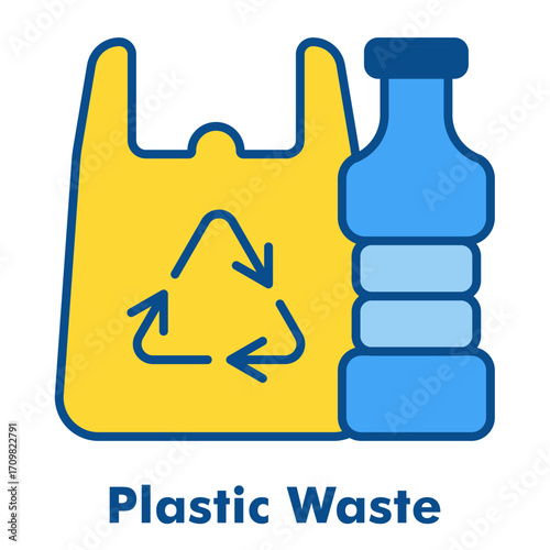 Plastic Waste Line Color Icon Style