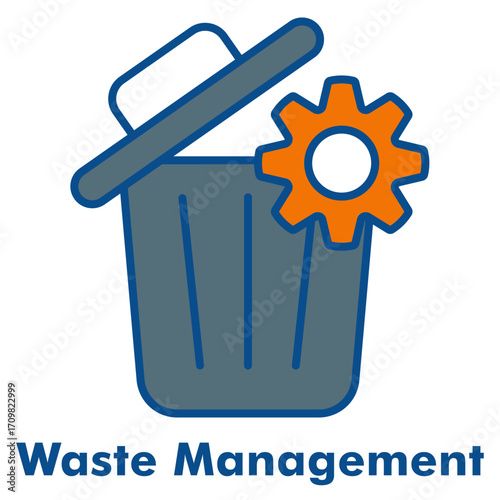 Waste Management Line Color Icon Style