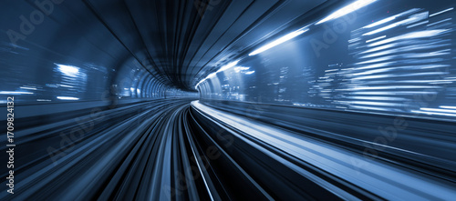 Принти на полотні Experience the digital expressway of fiber optic data transfer with vibrant light trails representing fast and seamless information flow