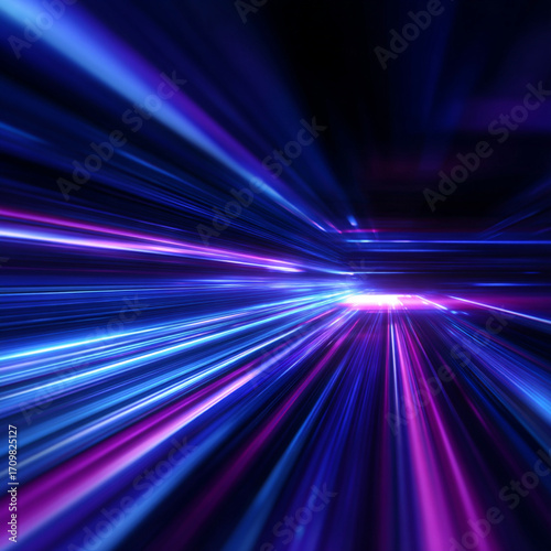 Glowing abstract speed pattern with overlapping curved lines and vibrant neon colors. Emphasizes rapid movement and high energy. Great for events or digital themes.