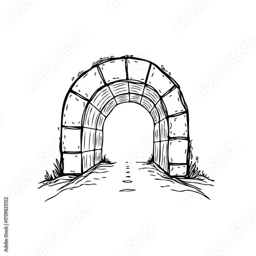 Whimsical Stone Archway Sketch A Passage into Enchantment and Artistic Expression A Journey