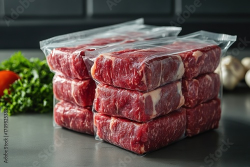 High-quality frozen meat in a transparent bag for easy handling
