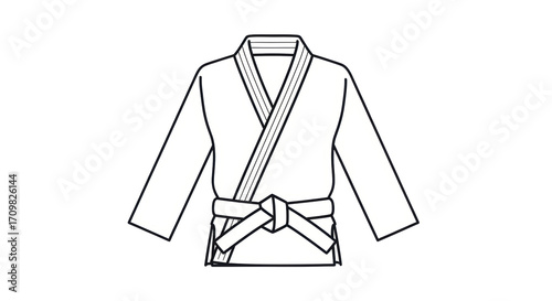 Slika na platnu Isolated judo gi uniform, outline drawing of karate clothes and martial arts spo