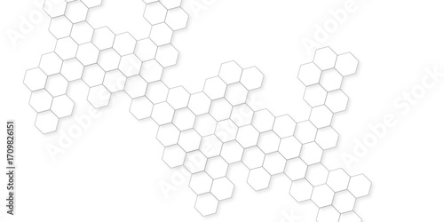 Abstract technology background vector white hexagon background. Hexagon paper texture and futuristic business. Surface polygon pattern with glowing hexagon grid cell texture.