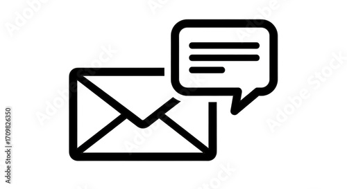 Isolated email message with speech bubble, conveying feedback and communication ideas easily