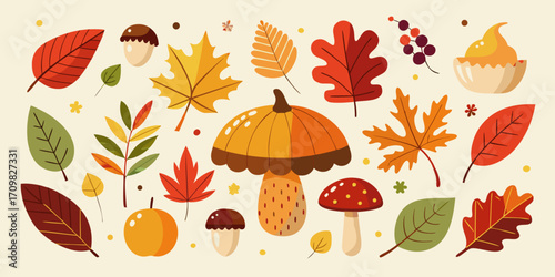 Digital Illustration of Autumn Flora