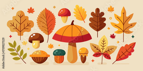 Autumn Nature Elements Vector Collection