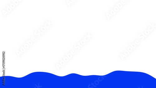 Abstract blue wave on a clean white background, symbolizing fluidity and calm. Ideal for graphic design, web, or presentation backdrops.
