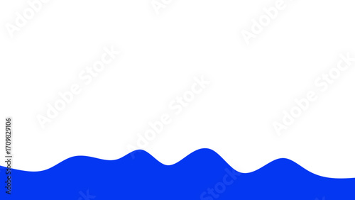 Minimalist blue waves on a clean white background, creating an abstract liquid or water surface for design, banners, or modern concepts.