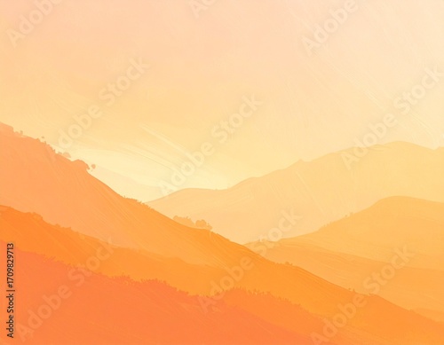 Sunset Layers Over Stylized Hills
