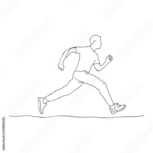 Running business man doodle illustration on isolated white background