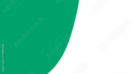 Modern abstract background featuring a vibrant green curved shape contrasting with clean white space. Ideal for graphic design, presentations, and digital content needing a fresh, contemporary look.