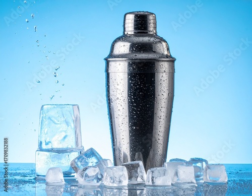 Frosted Cocktail Shaker with Ice Splash