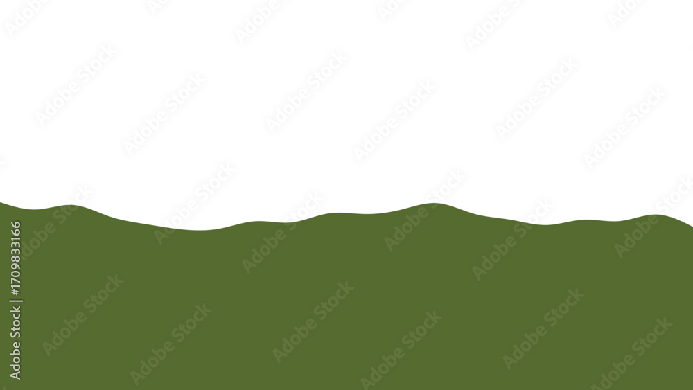 Fototapeta premium Minimalistic graphic design featuring a wavy green shape representing nature or fluid, with ample white copy space for creative projects.