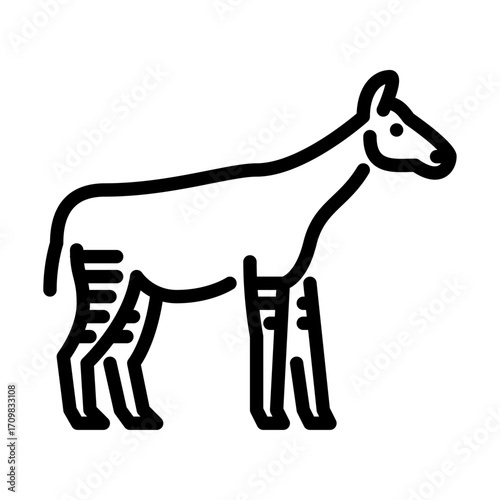 okapi side view outline icon. okapi black line illustration.