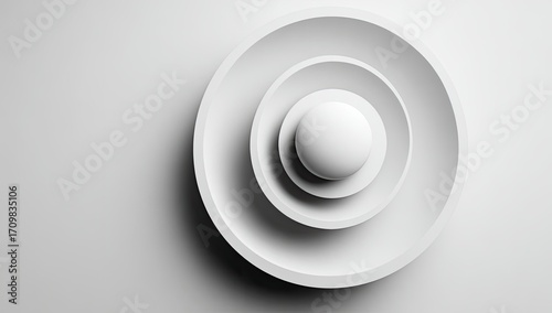 Tapety artystyczne Abstract white concentric circles, sphere