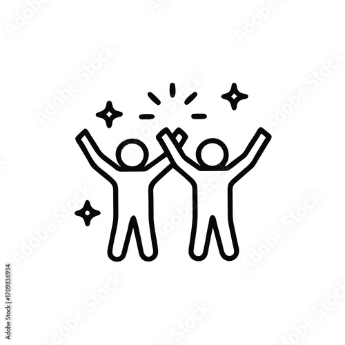 Team Success Celebration Icon, Office Party Team Icon, Winning Team Celebration Icon, Group Achievement Celebration Icon