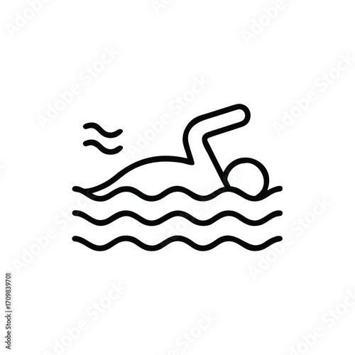 Swimming Icon Set, Swimming Pool Icon, Swimmer Silhouette Icon, Water Sports Icon Pack, Swimming Activity Icon