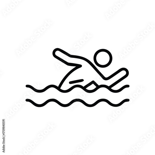 Swimming Icon Set, Swimming Pool Icon, Swimmer Silhouette Icon, Water Sports Icon Pack, Swimming Activity Icon