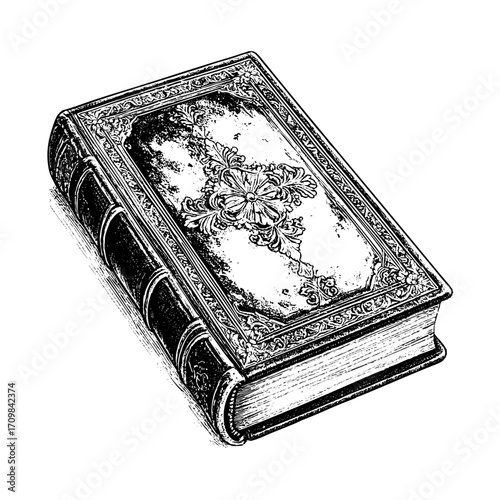 Antique Bible – Sacred Book in Copperplate Engraving Style