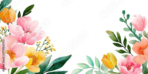 Watercolor floral corner design